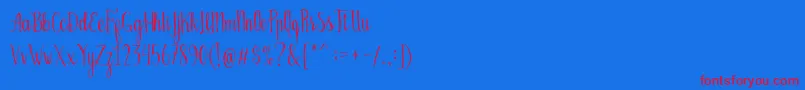 フォントBellanie Script Free Demo – 赤い文字の青い背景