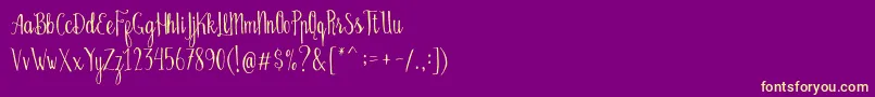 Fonte Bellanie Script Free Demo – fontes amarelas em um fundo roxo