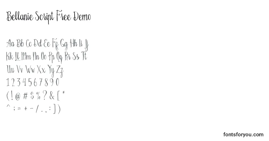Bellanie Script Free Demo (121012)-fontti – aakkoset, numerot, erikoismerkit