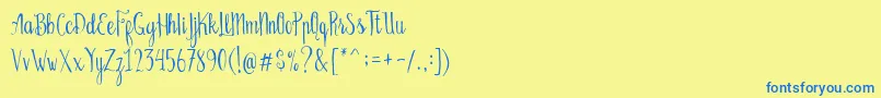 Bellanie Script Free Demo Font – Blue Fonts on Yellow Background