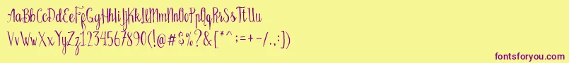 フォントBellanie Script Free Demo – 紫色のフォント、黄色の背景