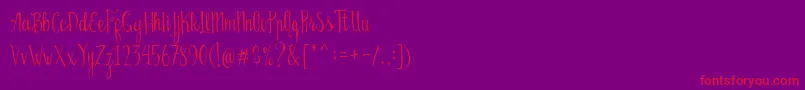 Bellanie Script Free Demo Font – Red Fonts on Purple Background