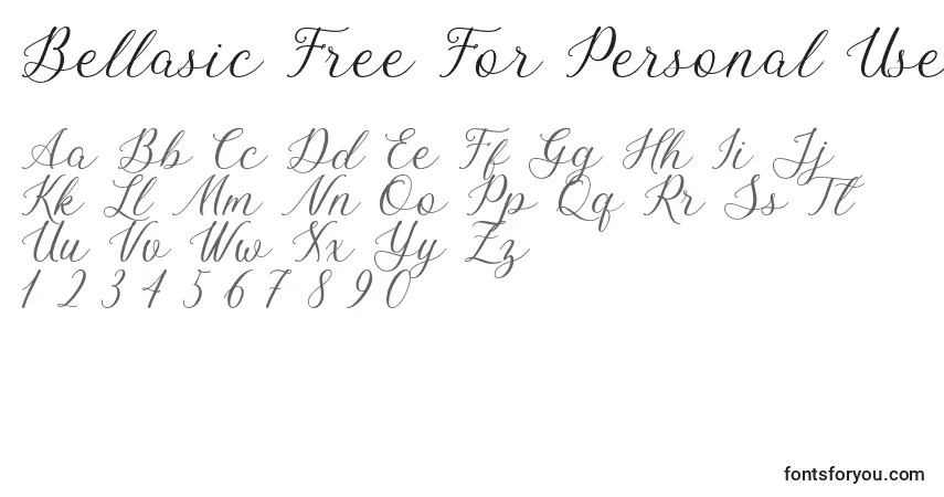 A fonte Bellasic Free For Personal Use – alfabeto, números, caracteres especiais