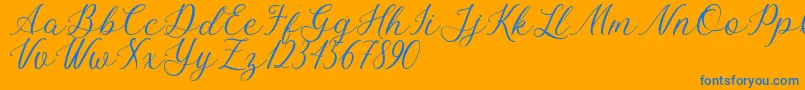 Bellasic Free For Personal Use-Schriftart – Blaue Schriften auf orangefarbenem Hintergrund