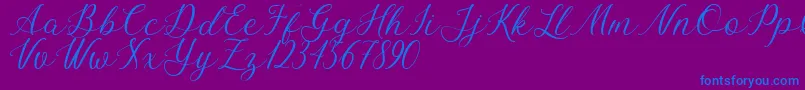 Bellasic Free For Personal Use-Schriftart – Blaue Schriften auf violettem Hintergrund