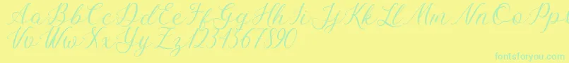 Bellasic Free For Personal Use Font – Green Fonts on Yellow Background