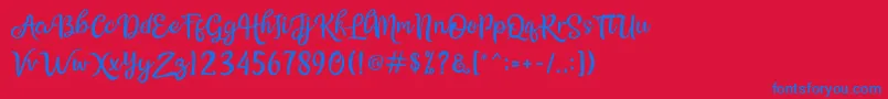 Bellasya Font – Blue Fonts on Red Background