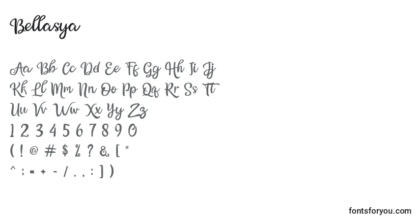 Czcionka Bellasya (121016) – alfabet, cyfry, specjalne znaki