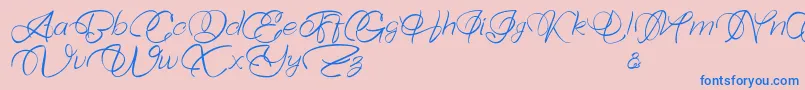 Bellaviesta-Schriftart – Blaue Schriften auf rosa Hintergrund