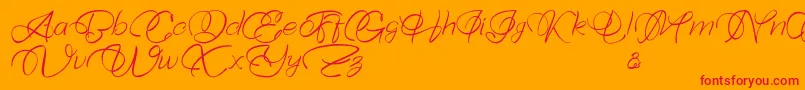 Bellaviesta-Schriftart – Rote Schriften auf orangefarbenem Hintergrund
