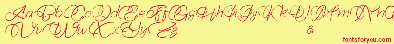 Bellaviesta-Schriftart – Rote Schriften auf gelbem Hintergrund