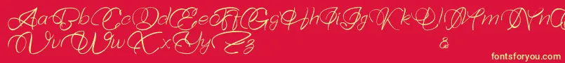 Bellaviesta-Schriftart – Gelbe Schriften auf rotem Hintergrund