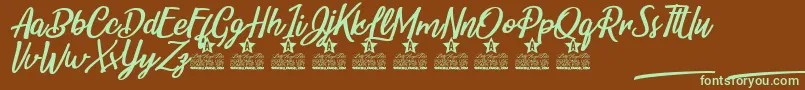 Belle et Belle Personal Use Font – Green Fonts on Brown Background