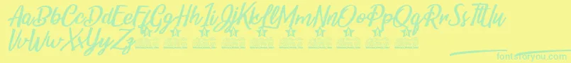 Belle et Belle Personal Use Font – Green Fonts on Yellow Background