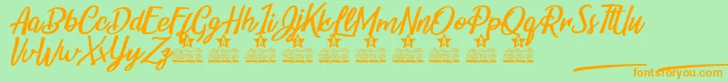 Belle et Belle Personal Use-Schriftart – Orangefarbene Schriften auf grünem Hintergrund