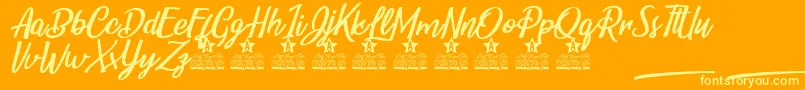 Belle et Belle Personal Use Font – Yellow Fonts on Orange Background