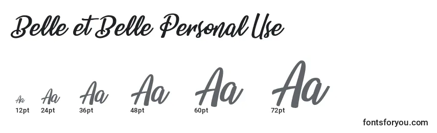 Belle et Belle Personal Use Font Sizes