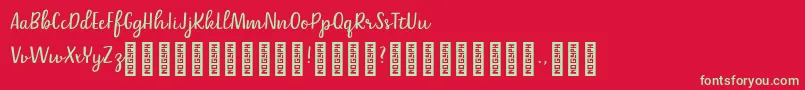Belle Helene DEMO Script Font – Green Fonts on Red Background