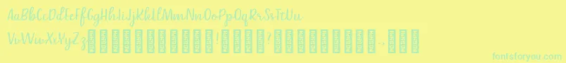 Weitere Informationen zur Belle Helene DEMO Script-Schriftart Belle Helene DEMO Script-Schriftart – Grüne Schriften auf gelbem Hintergrund