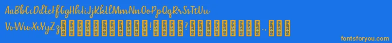 Belle Helene DEMO Script-Schriftart – Orangefarbene Schriften auf blauem Hintergrund