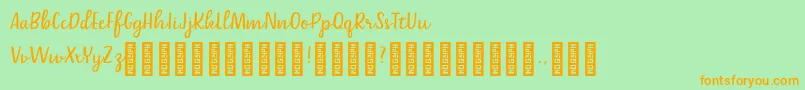 Belle Helene DEMO Script Font – Orange Fonts on Green Background