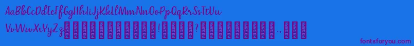 Belle Helene DEMO Script-Schriftart – Violette Schriften auf blauem Hintergrund
