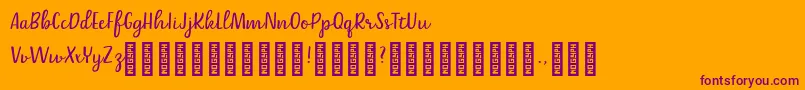 Belle Helene DEMO Script Font – Purple Fonts on Orange Background