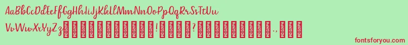 Belle Helene DEMO Script Font – Red Fonts on Green Background