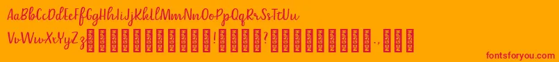 Fonte Belle Helene DEMO Script – fontes vermelhas em um fundo laranja