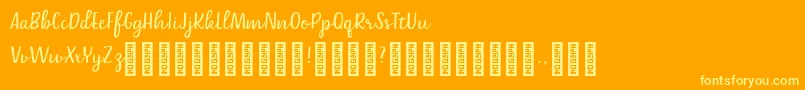 Belle Helene DEMO Script Font – Yellow Fonts on Orange Background