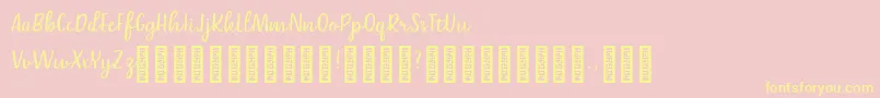 フォントBelle Helene DEMO Script – 黄色のフォント、ピンクの背景