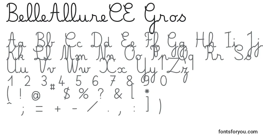 Шрифт BelleAllureCE Gros – алфавит, цифры, специальные символы