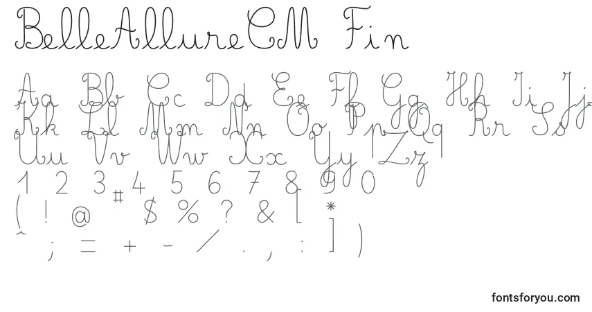 A fonte BelleAllureCM Fin – alfabeto, números, caracteres especiais