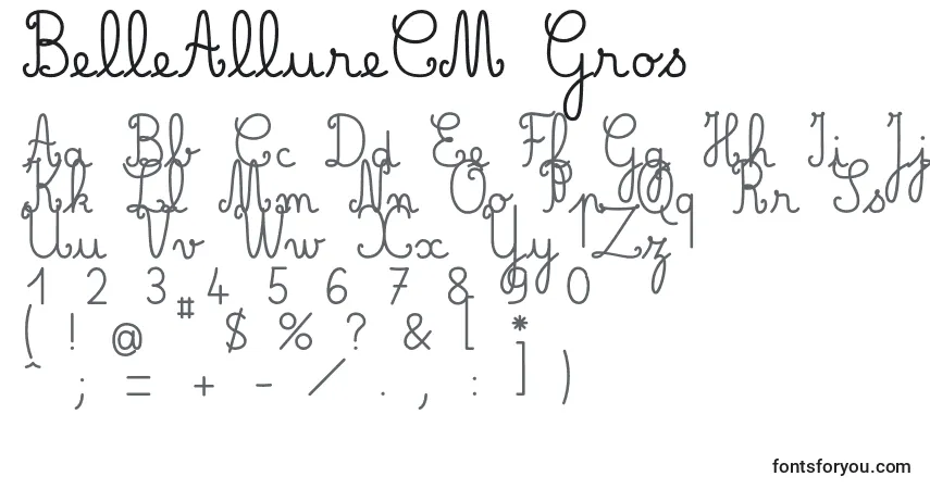 Czcionka BelleAllureCM Gros – alfabet, cyfry, specjalne znaki