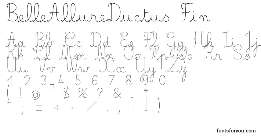 Шрифт BelleAllureDuctus Fin – алфавит, цифры, специальные символы