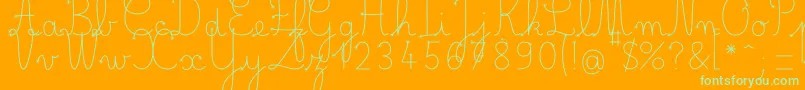 BelleAllureDuctus Fin-Schriftart – Grüne Schriften auf orangefarbenem Hintergrund