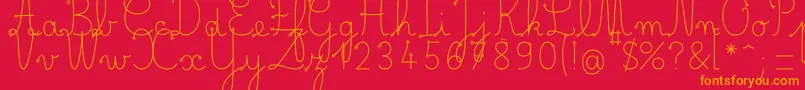 フォントBelleAllureDuctus Fin – 赤い背景にオレンジの文字