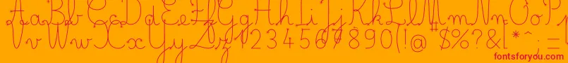 BelleAllureDuctus Fin-Schriftart – Rote Schriften auf orangefarbenem Hintergrund