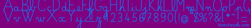 フォントBelleAllureGS Gros – 紫色の背景に青い文字