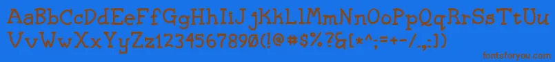 フォントNvscriptUci – 茶色の文字が青い背景にあります。