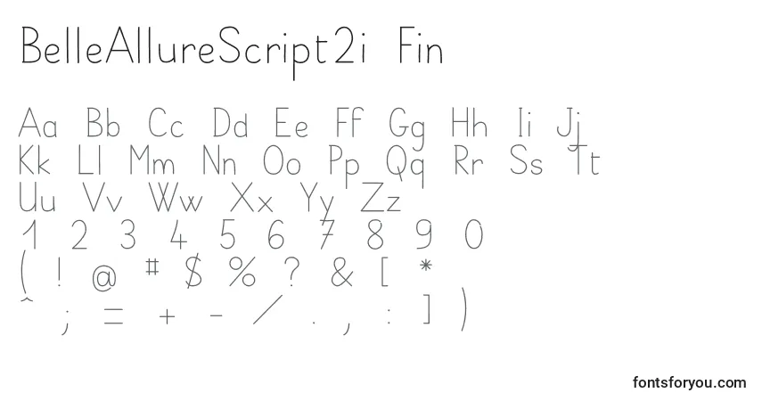 A fonte BelleAllureScript2i Fin – alfabeto, números, caracteres especiais