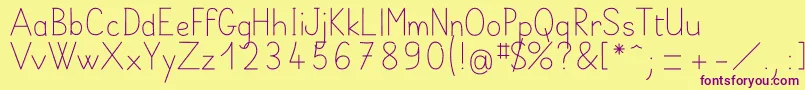 BelleAllureScript2i Fin-Schriftart – Violette Schriften auf gelbem Hintergrund