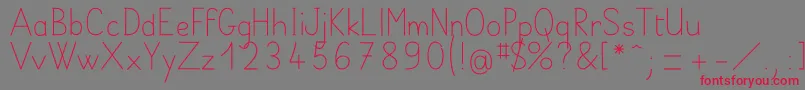 Fonte BelleAllureScript2i Fin – fontes vermelhas em um fundo cinza