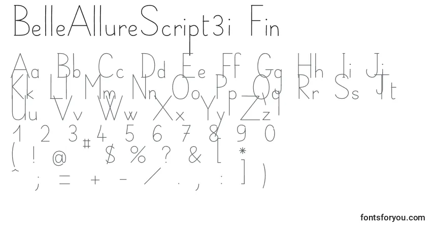 Fuente BelleAllureScript3i Fin - alfabeto, números, caracteres especiales