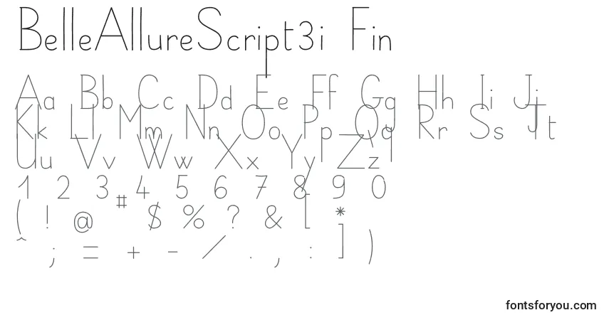 Police BelleAllureScript3i Fin - Alphabet, Chiffres, Caractères Spéciaux