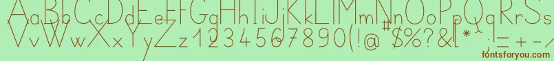 Fonte BelleAllureScript3i Fin – fontes marrons em um fundo verde