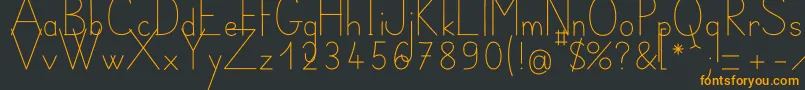 Fonte BelleAllureScript3i Fin – fontes laranjas em um fundo preto