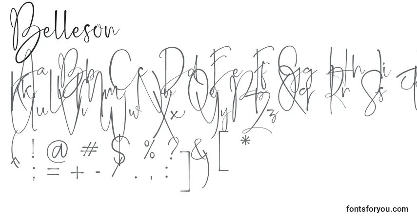 Schriftart Belleson – Alphabet, Zahlen, spezielle Symbole