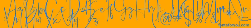 Belleson-Schriftart – Blaue Schriften auf orangefarbenem Hintergrund