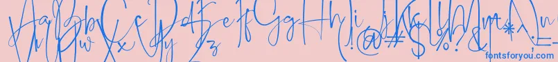 フォントBelleson – ピンクの背景に青い文字